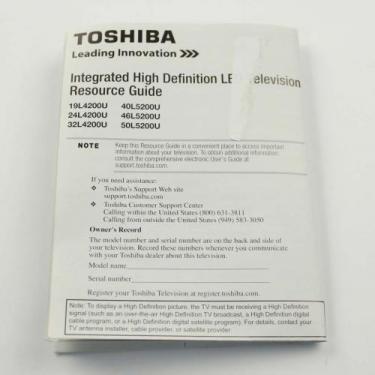 Toshiba 75029239 Manual, Resource Guide, H